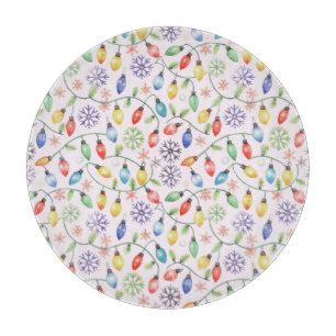 Pattern Retro Christmas Lights Cutting Board