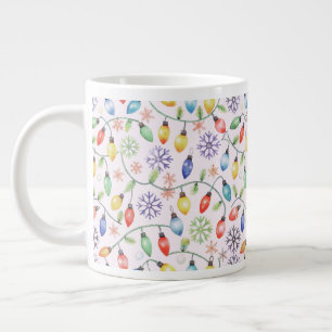 Pattern Retro Christmas Lights Large Coffee Mug
