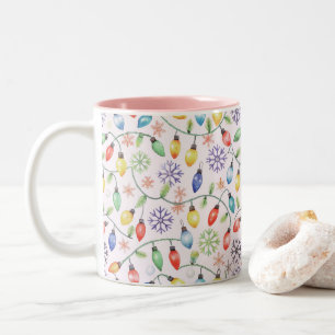 Pattern Retro Christmas Lights Two-Tone Coffee Mug