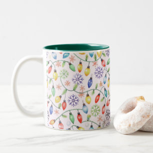 Pattern Retro Christmas Lights Two-Tone Coffee Mug