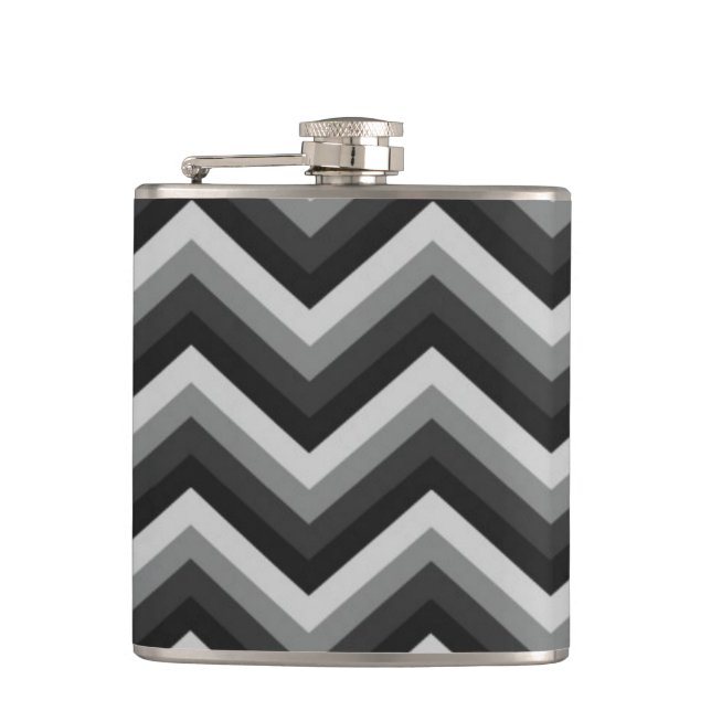 Pattern Retro Zig Zag Chevron Hip Flask (Front)