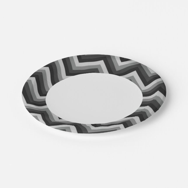 Pattern Retro Zig Zag Chevron Paper Plate (Angled)