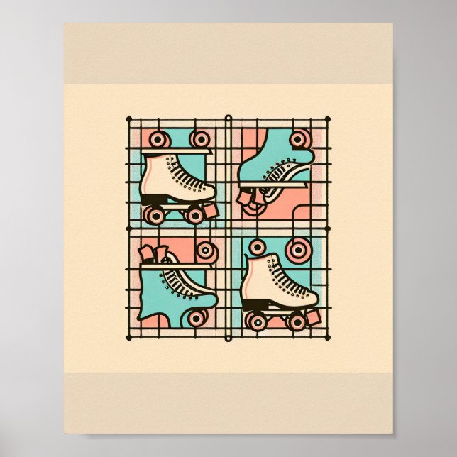 Pattern Roller Skates Art Poster (Front)