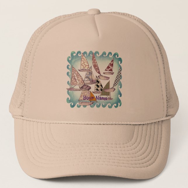 Pattern Sailboats Trucker Hat (Front)