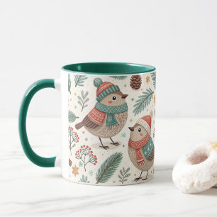Pattern Scandinavian Christmas Birds Mug