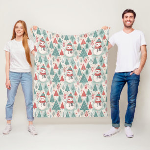 Pattern Scandinavian Snowman Fleece Blanket
