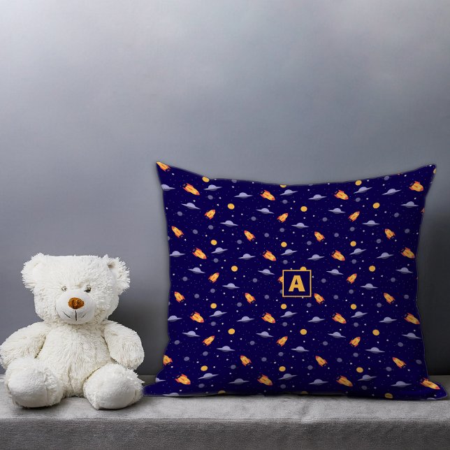 Pattern space lavender orange dark blue monogram cushion (Pattern space lavender orange dark blue monogram throw pillow.)