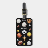 pattern sports themed soccer tennis baseball