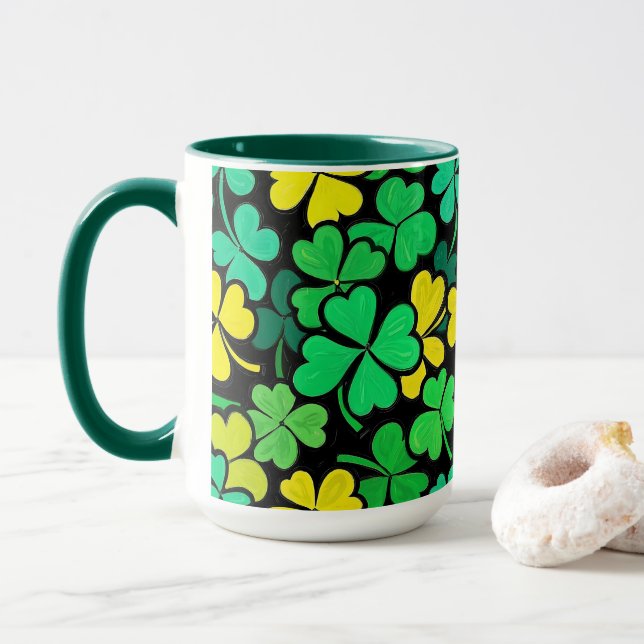 Pattern St. Patrick's Day Clovers Mug (With Donut)