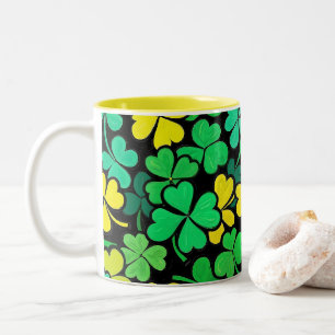 Pattern St. Patrick's Day Clovers Two-Tone Coffee Mug