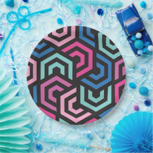 Pattern Stylish Modern- Fashion Geometric colourfu Paper Plate