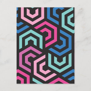 Pattern Stylish Modern- Fashion Geometric colourfu Postcard