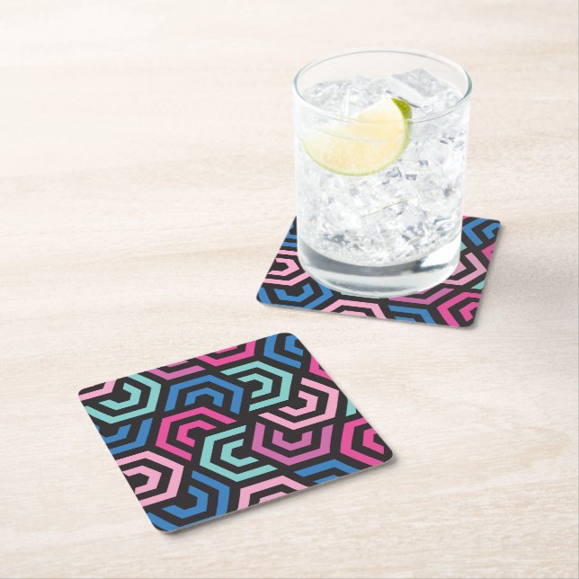 Pattern Stylish Modern- Fashion Geometric colourfu Square Paper Coaster (Insitu)