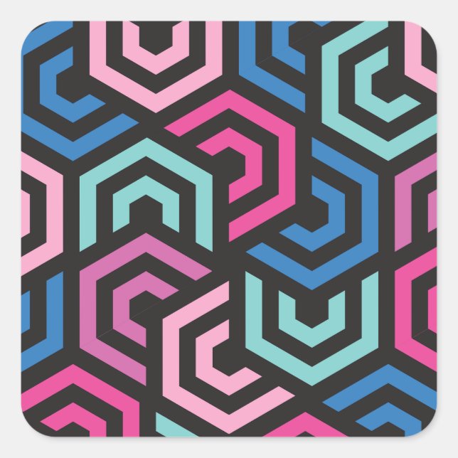 Pattern Stylish Modern- Fashion Geometric colourfu Square Sticker (Front)