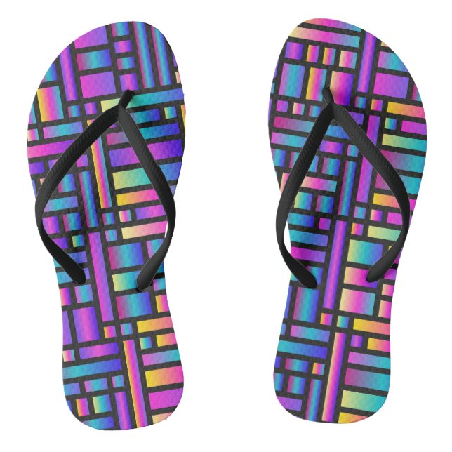 Pattern Stylish Modern- Fashion Geometric Tartan Flip Flops (Footbed)