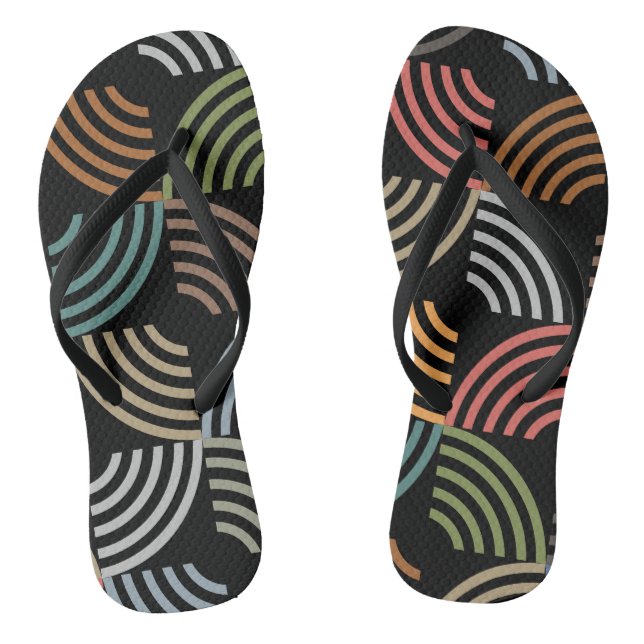 Pattern Stylish Modern- Fashion Geometric Vintage Flip Flops (Footbed)