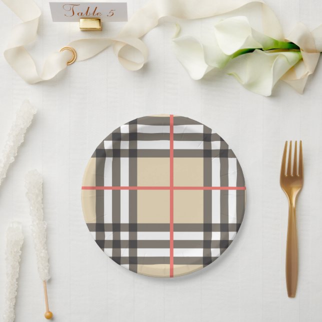 Pattern Stylish Scottish Geometric Fashion       Paper Plate (Wedding)
