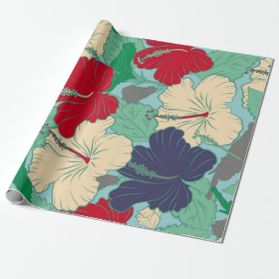 Pattern summer fashion. Exotic flowers in allover Wrapping Paper