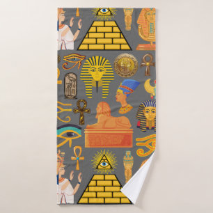 Pattern Symbol Ancient Egyptian Hieroglyphic  Bath Towel