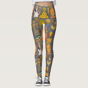 Pattern Symbol Ancient Egyptian Hieroglyphic Leggings