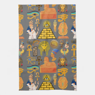 Pattern Symbol Ancient Egyptian Hieroglyphic Tea Towel