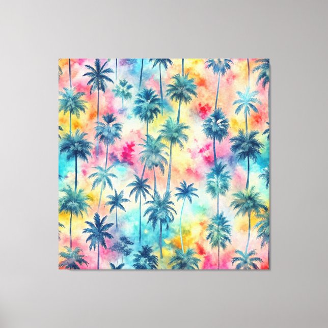 Pattern Tie Dye Palms Canvas Print (Front)