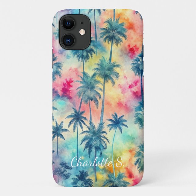 Pattern Tie Dye Palms Custon Case-Mate iPhone Case (Back)