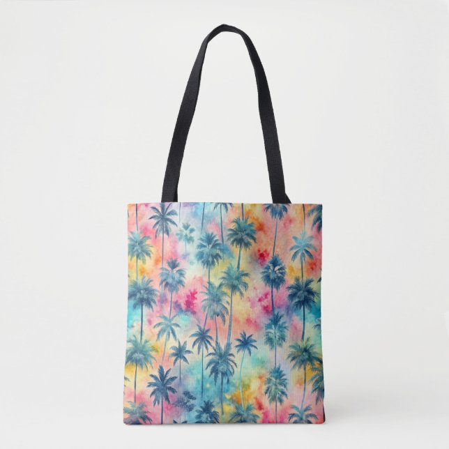 Pattern Tie Dye Palms Tote Bag (Front)