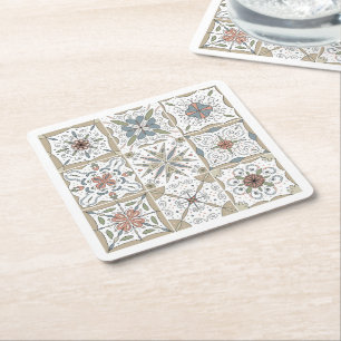 Pattern Tile Mosaic Square Paper Coaster