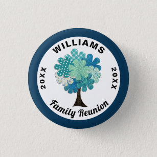 Pattern Tree Family Reunion Blue Green Souvenir 3 Cm Round Badge
