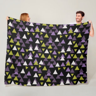 Pattern triangles Avocado and Purple Fleece Blanket