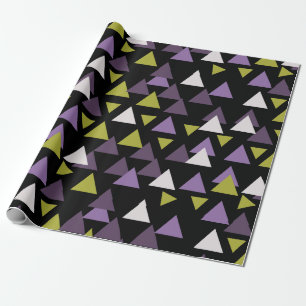 Pattern triangles Avocado and Purple Wrapping Paper