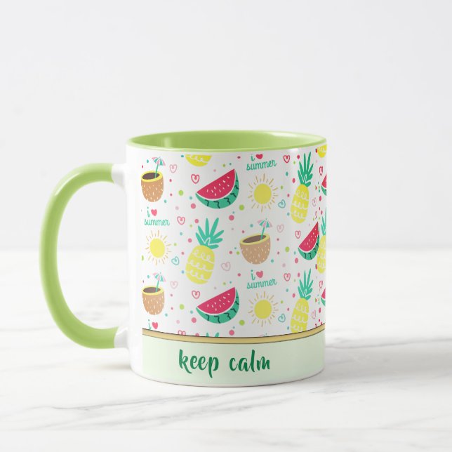 Pattern Tropical Coloured Fruits Coffee Mug (Left)