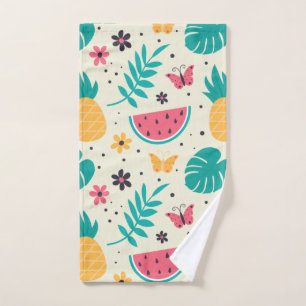 Pattern Tropical Fruit Watermelon Pineapple    Hand Towel