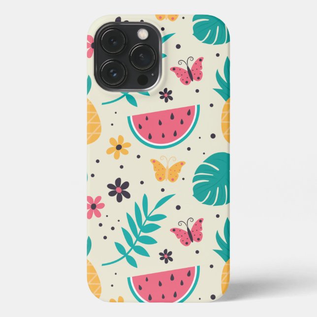 Pattern Tropical Fruit Watermelon Pineapple   iPhone Case (Back)