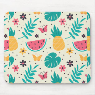 Pattern Tropical Fruit Watermelon Pineapple Mouse Mat