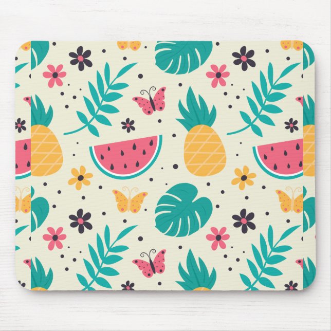 Pattern Tropical Fruit Watermelon Pineapple  Mouse Mat (Front)