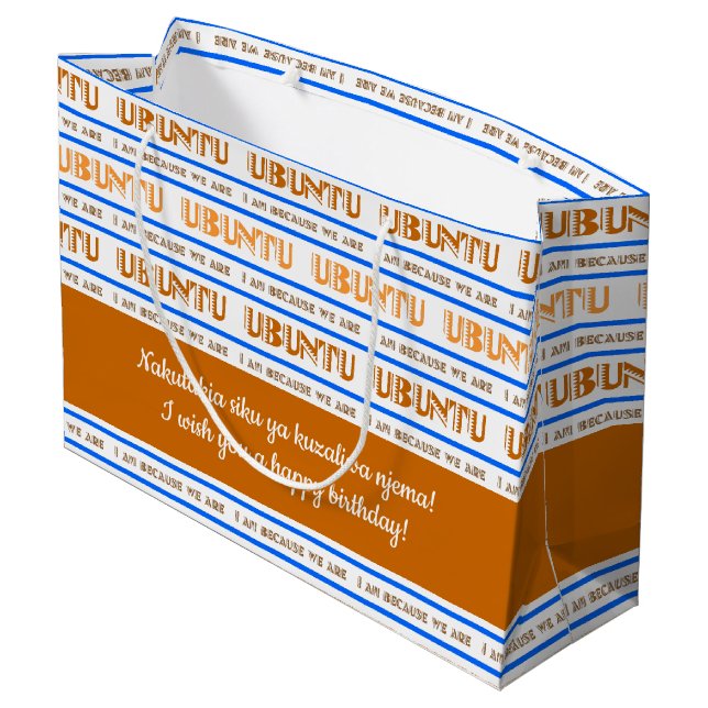 Pattern UBUNTU, I am because we are in Swahili Large Gift Bag (Back Angled)