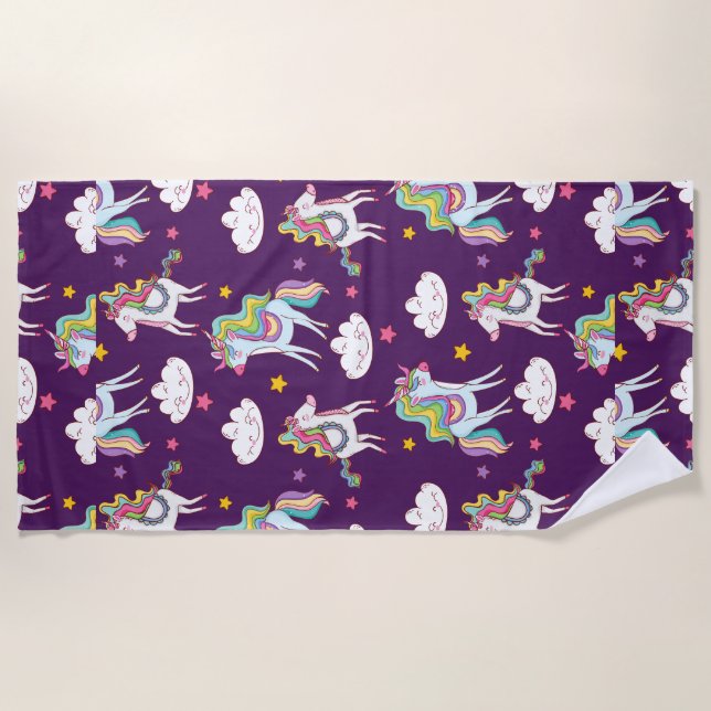 Pattern Unicorn Funny Magic Horse         Beach Towel (Front)