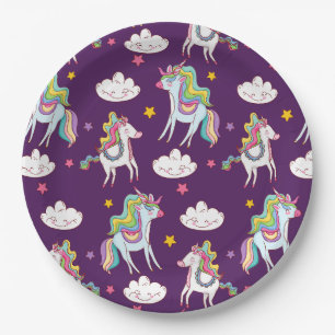 Pattern Unicorn Funny Magic Horse Paper Plate