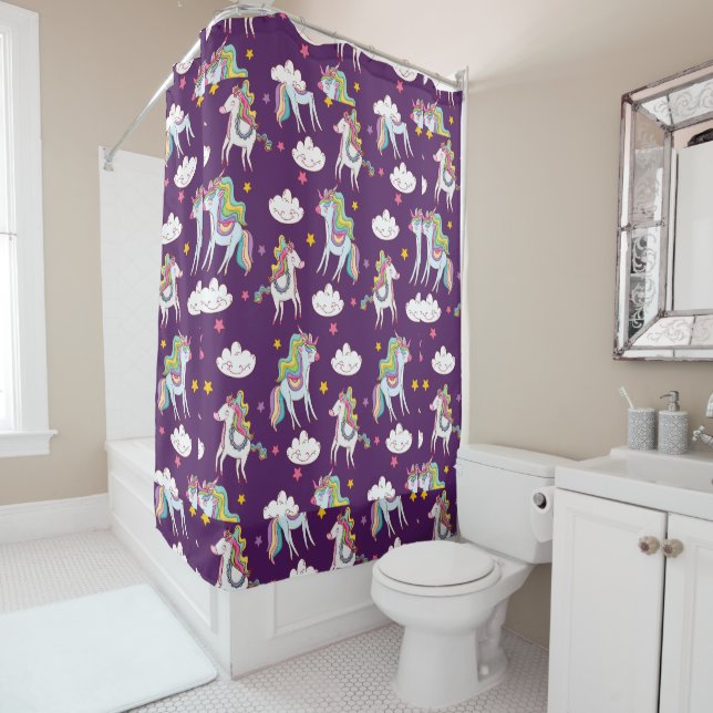 Pattern Unicorn Funny Magic Horse        Shower Curtain (In Situ)