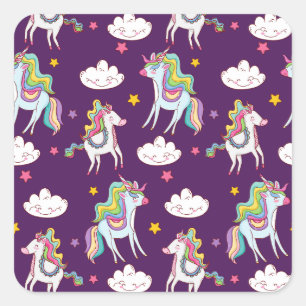 Pattern Unicorn Funny Magic Horse   Square Sticker