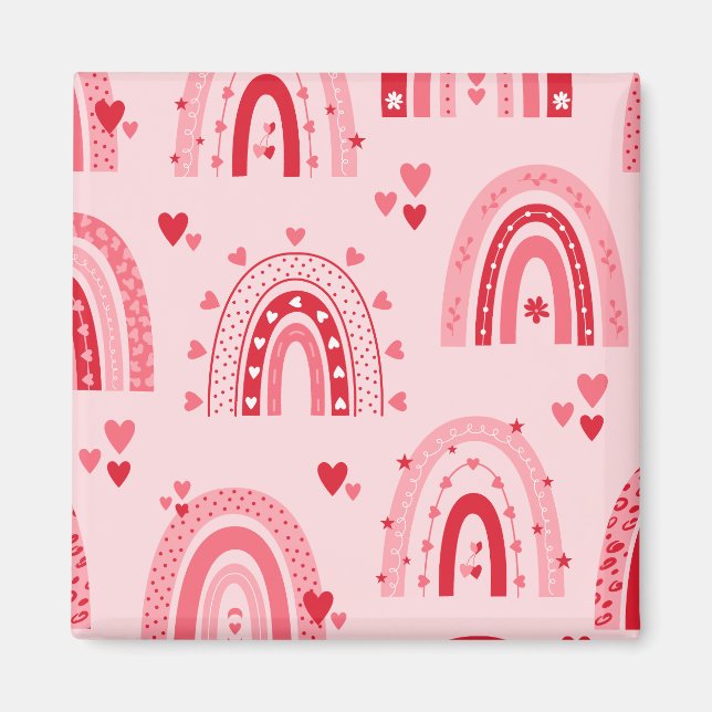 Pattern Valentine 2023 Background With Heart Love  Magnet (Front)