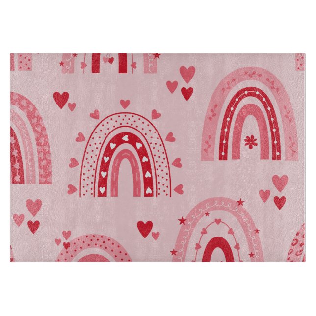 Pattern Valentine 2024 Background With Heart Love  Cutting Board (Front)
