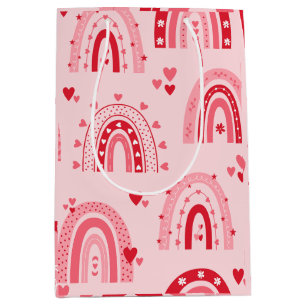 Pattern Valentine 2024 Background With Heart Love Medium Gift Bag