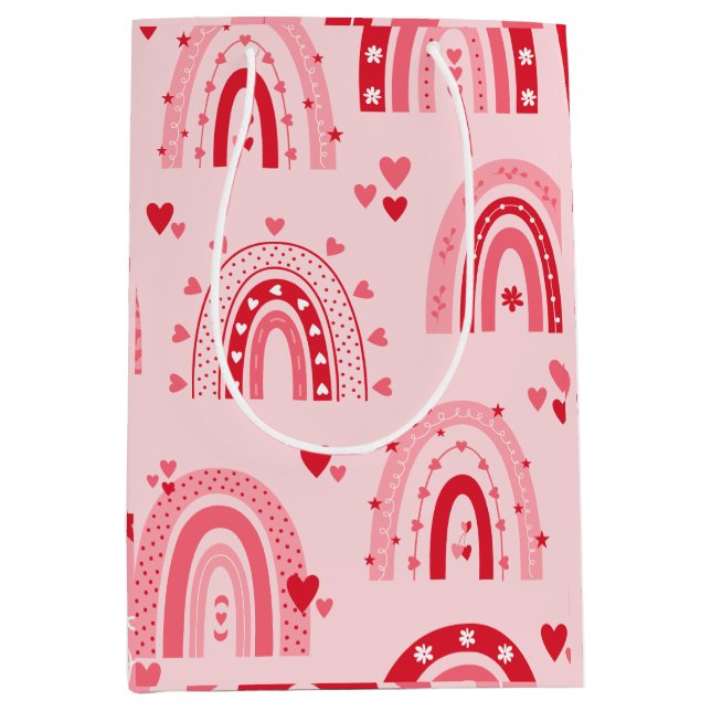 Pattern Valentine 2024 Background With Heart Love Medium Gift Bag (Front)