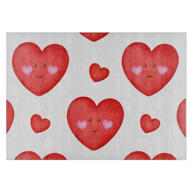 Pattern Valentine Background With Heart Love Cutting Board (Front)