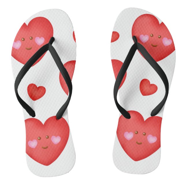 Pattern Valentine Background With Heart Love    Flip Flops (Footbed)