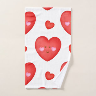 Pattern Valentine Background With Heart Love Hand Towel