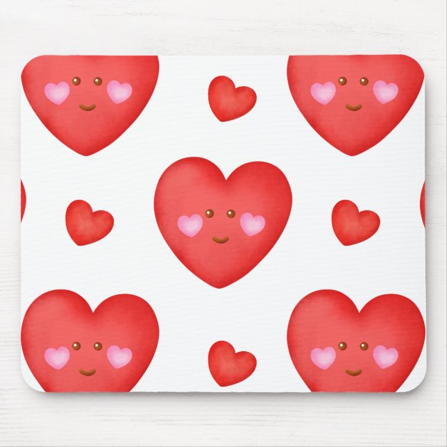 Pattern Valentine Background With Heart Love  Mouse Mat (Front)
